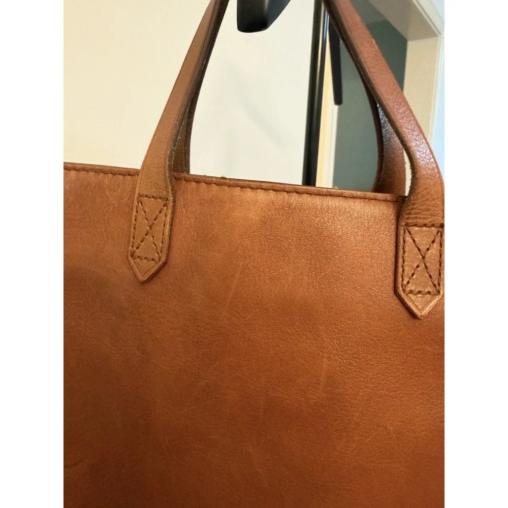 Madewell Leather Medium Size Tote Bag Brown Purse Handbag Basic No Big Strap